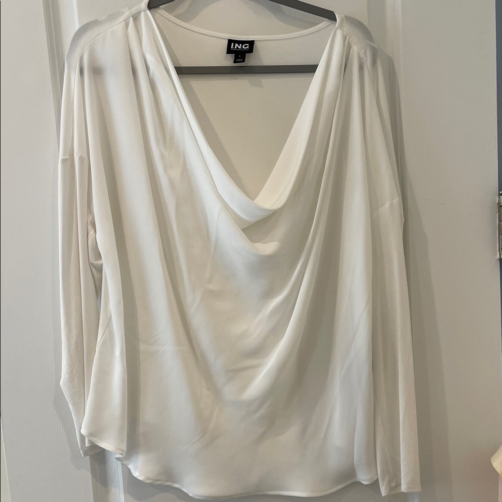 Ing Women's Elegant White Drape Blouse